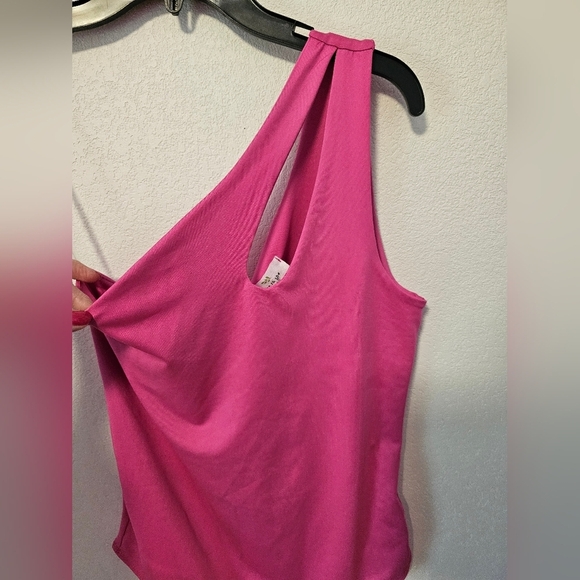 Live In The Moment Hot Pink Button Bodysuit One Shoulder Top Women's Size Medium - Picture 7 of 9
